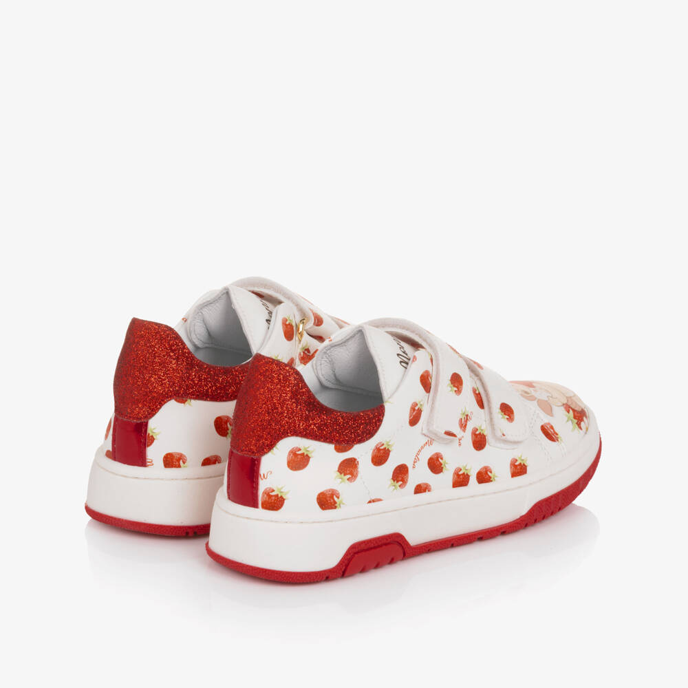 Monnalisa-Girls White & Red Strawberry Winnie The Pooh Trainers | Childrensalon