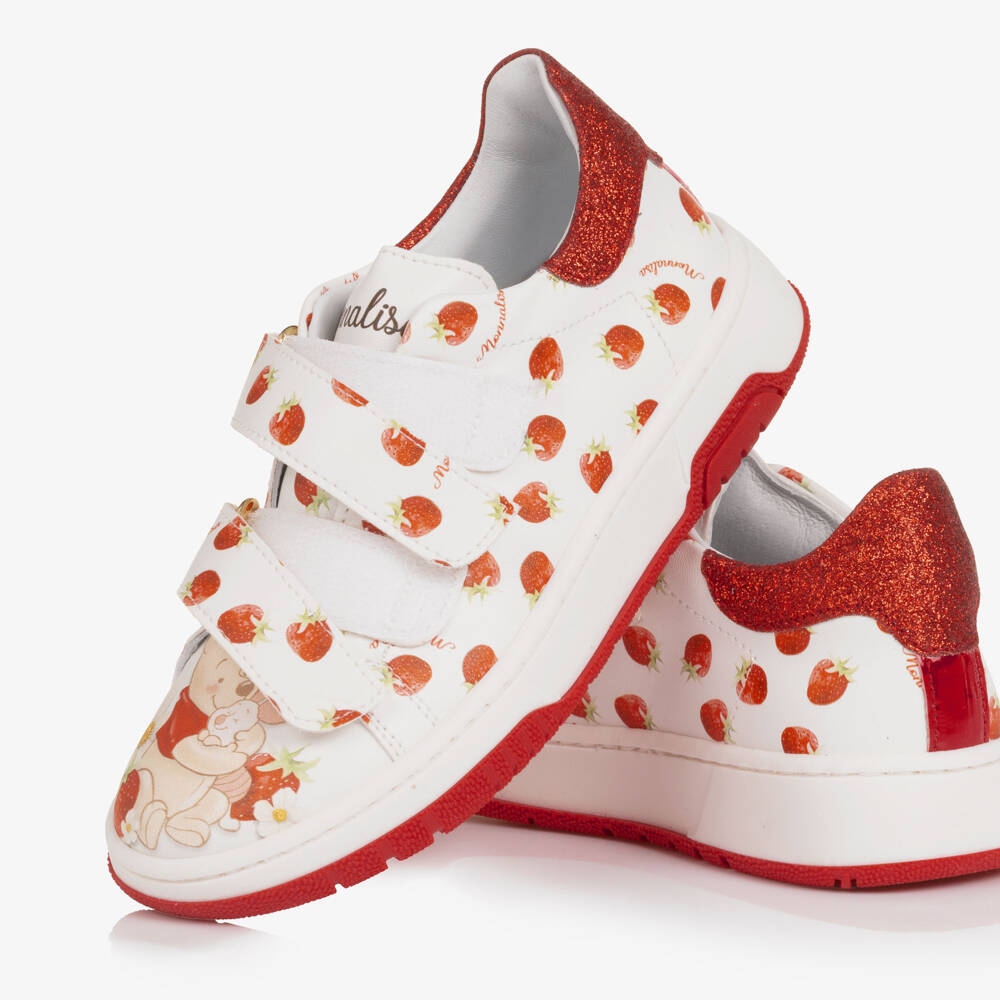 Monnalisa-Girls White & Red Strawberry Winnie The Pooh Trainers | Childrensalon