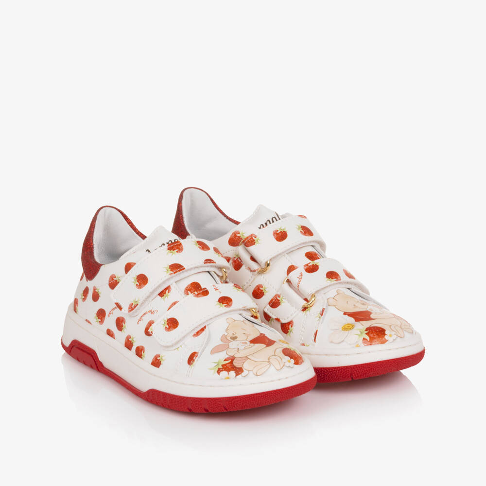 Monnalisa-Girls White & Red Strawberry Winnie The Pooh Trainers | Childrensalon