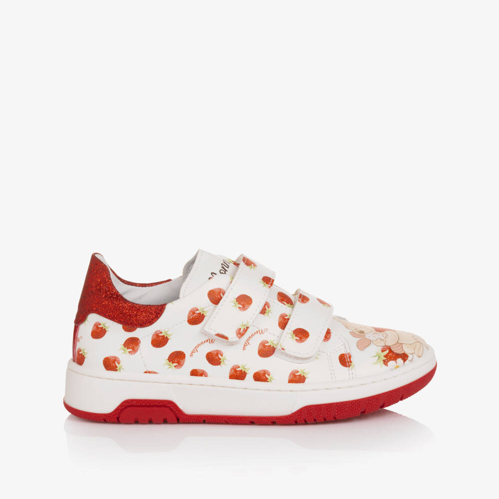 Monnalisa-Girls White & Red Strawberry Winnie The Pooh Trainers | Childrensalon