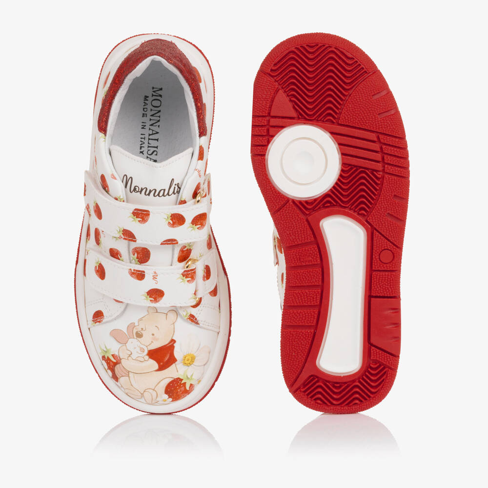 Monnalisa-Girls White & Red Strawberry Winnie The Pooh Trainers | Childrensalon