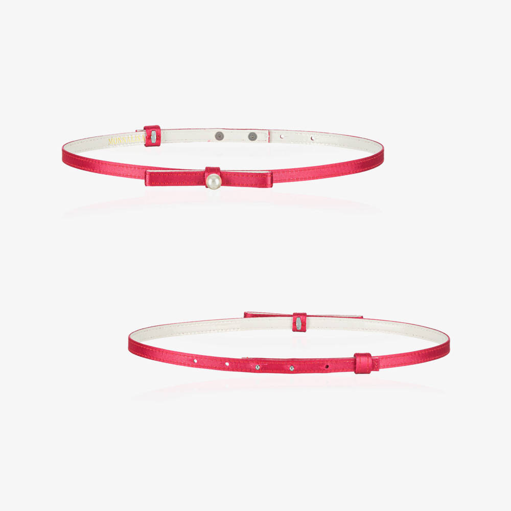 Monnalisa Chic-Girls White Satin Dress with Pink Floral Pattern | Childrensalon