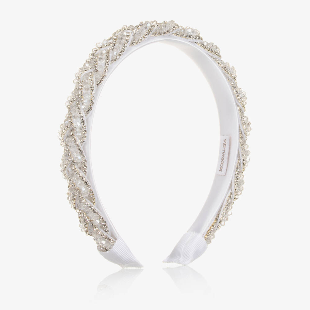 Monnalisa Chic - Girls White & Silver Crystal Hairband  display picture 2