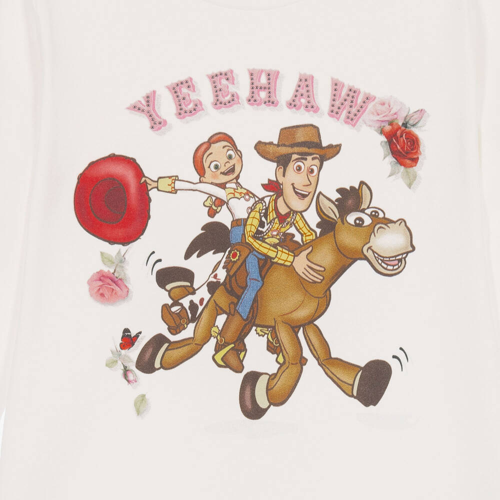 Monnalisa-Girls White Toy Story Cotton Top | Childrensalon