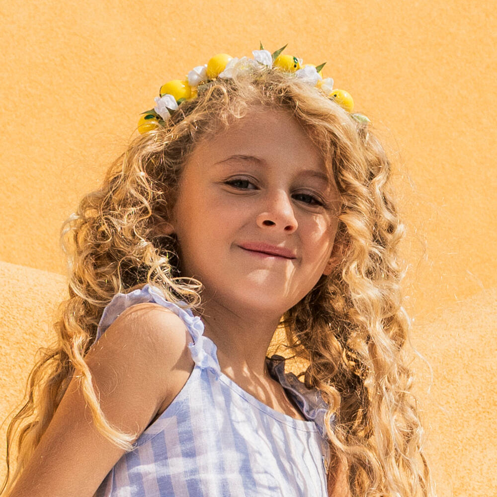 Monnalisa-Girls Yellow Lemon & Floral Hairband | Childrensalon