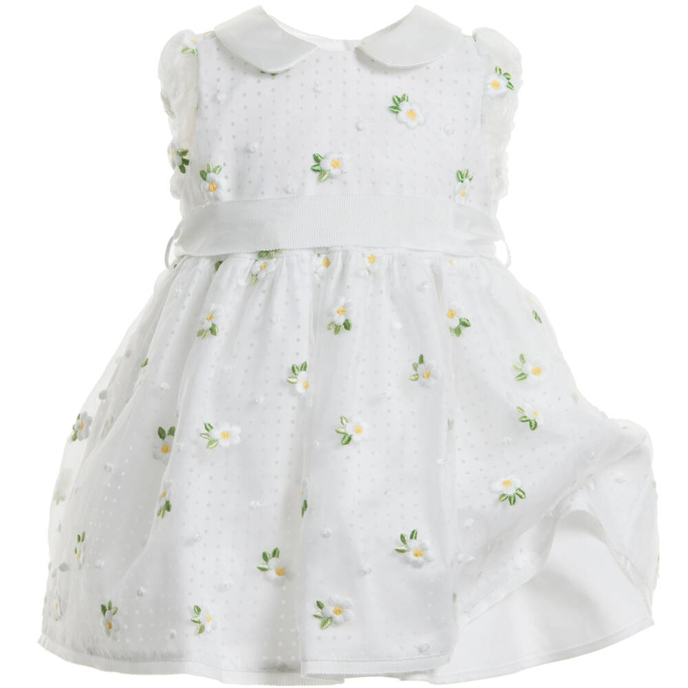 Monnalisa Chic-Organza Daisy Embroidered Dress | Childrensalon