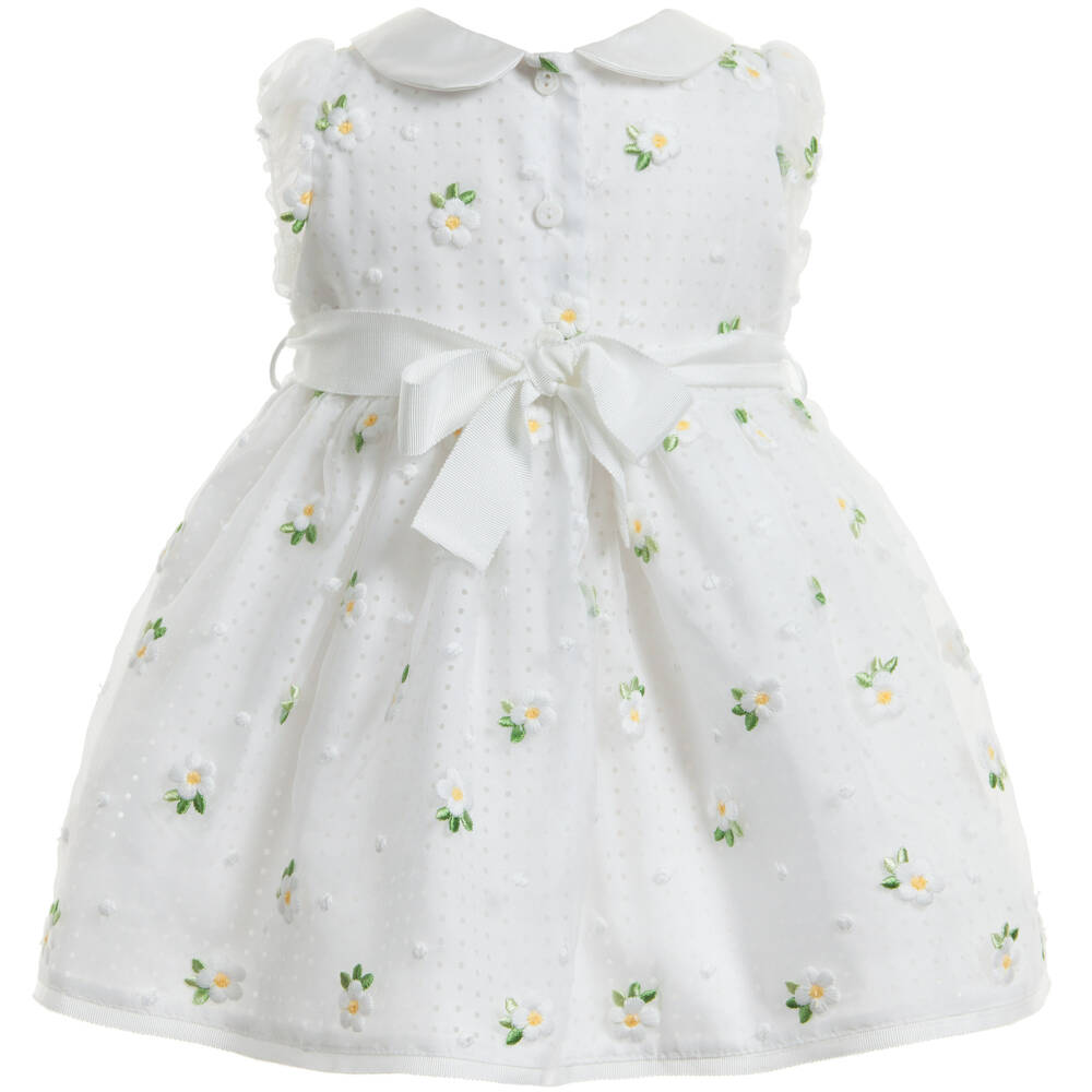 Monnalisa Chic-Organza Daisy Embroidered Dress | Childrensalon