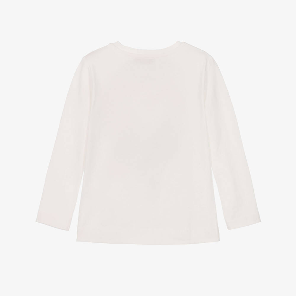 Monnalisa-White Cotton Cowgirl Top with Diamanté Slogan | Childrensalon