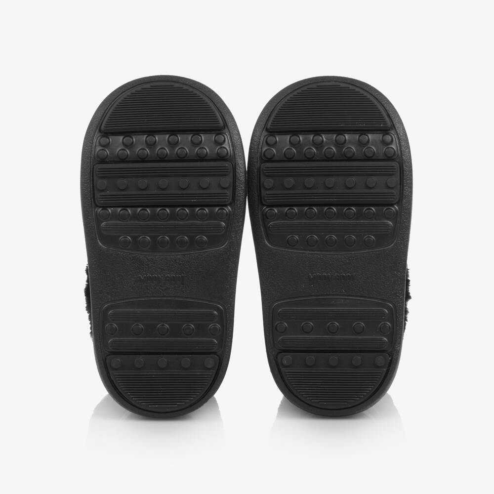 Moon Boot-Ботинки черные с отделкой из искусственного меха на липучке | Childrensalon