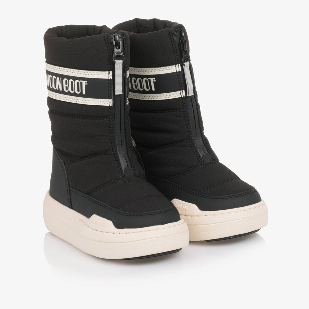 Moon Boot-Black Park Zip High Boots | Childrensalon