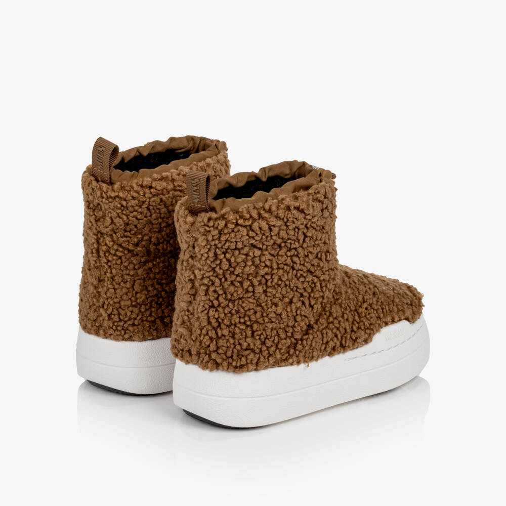 Moon Boot-Brown Boucle Fleece Short Boots | Childrensalon
