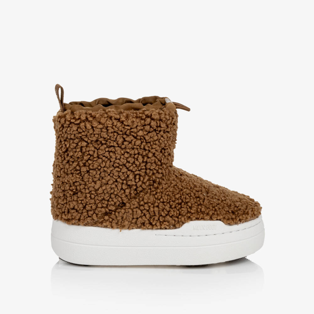 Moon Boot-Brown Boucle Fleece Short Boots | Childrensalon