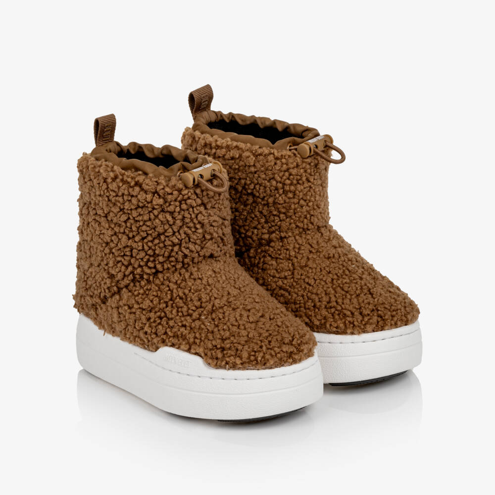 Moon Boot-Brown Boucle Fleece Short Boots | Childrensalon