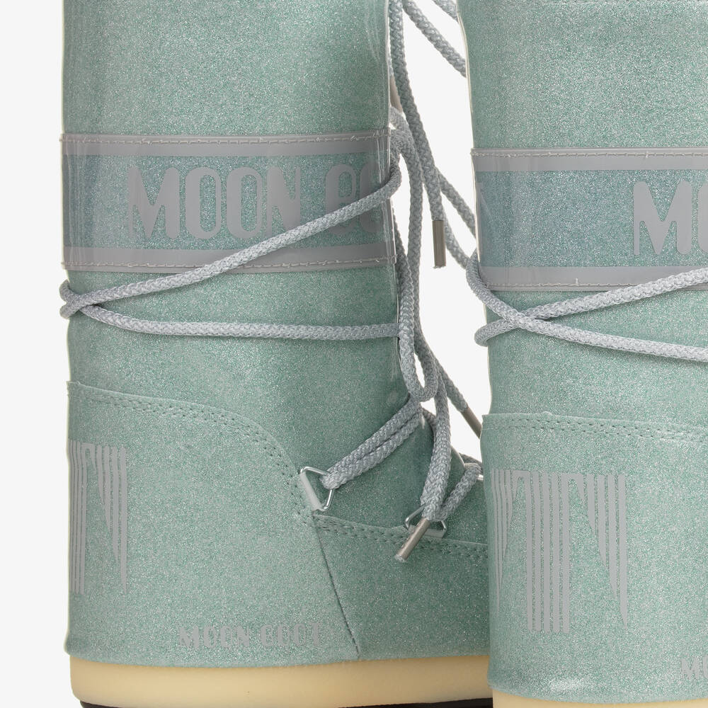 Moon Boot-Girls Blue Glitter Snow Boots | Childrensalon