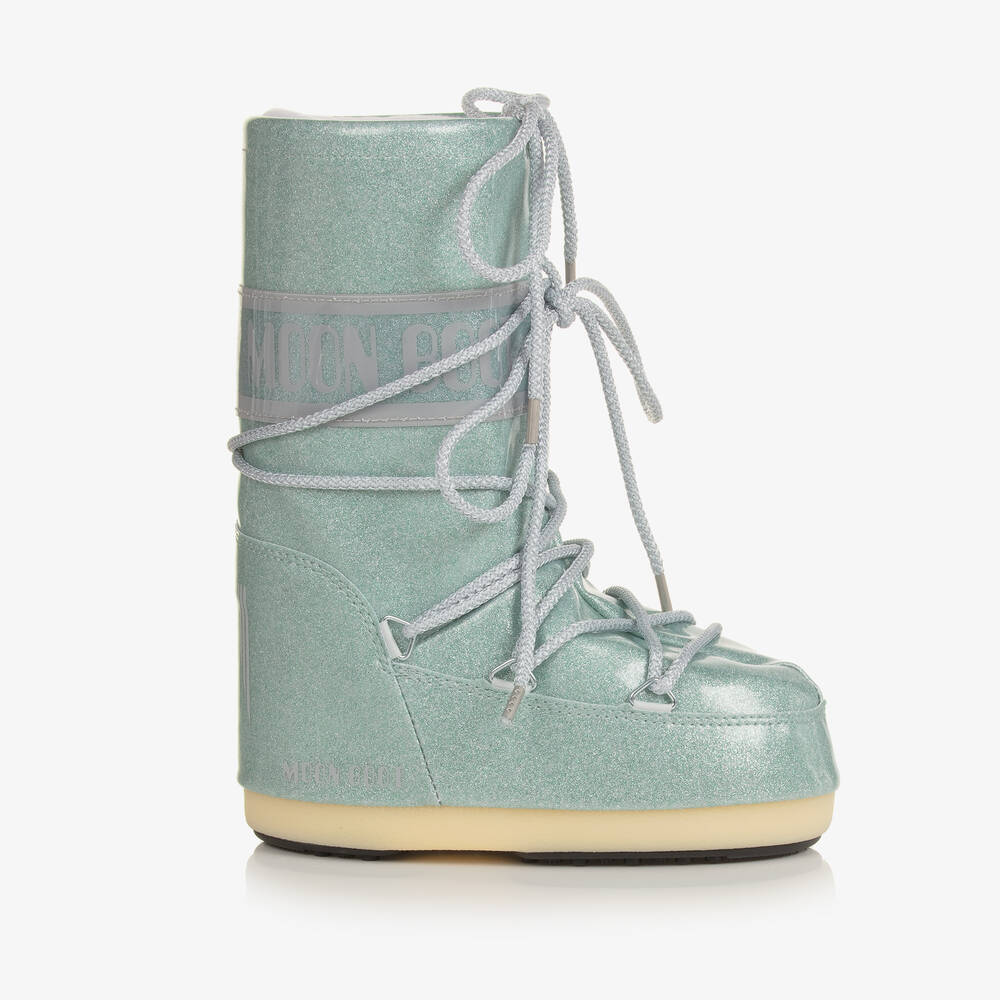 Moon Boot-Girls Blue Glitter Snow Boots | Childrensalon