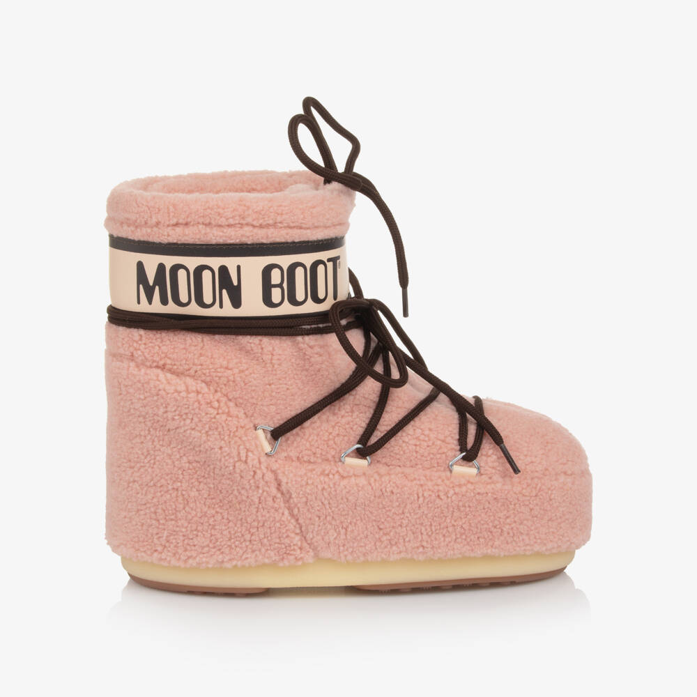 Moon Boot-Girls Pink Sherpa Fleece Snow Boots | Childrensalon