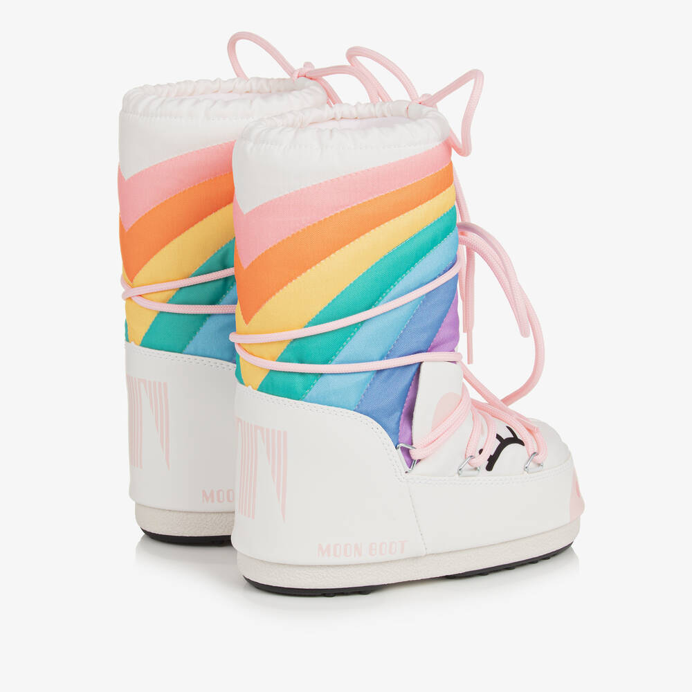 Moon Boot-Girls White Unicorn Rainbow Snow Boots | Childrensalon
