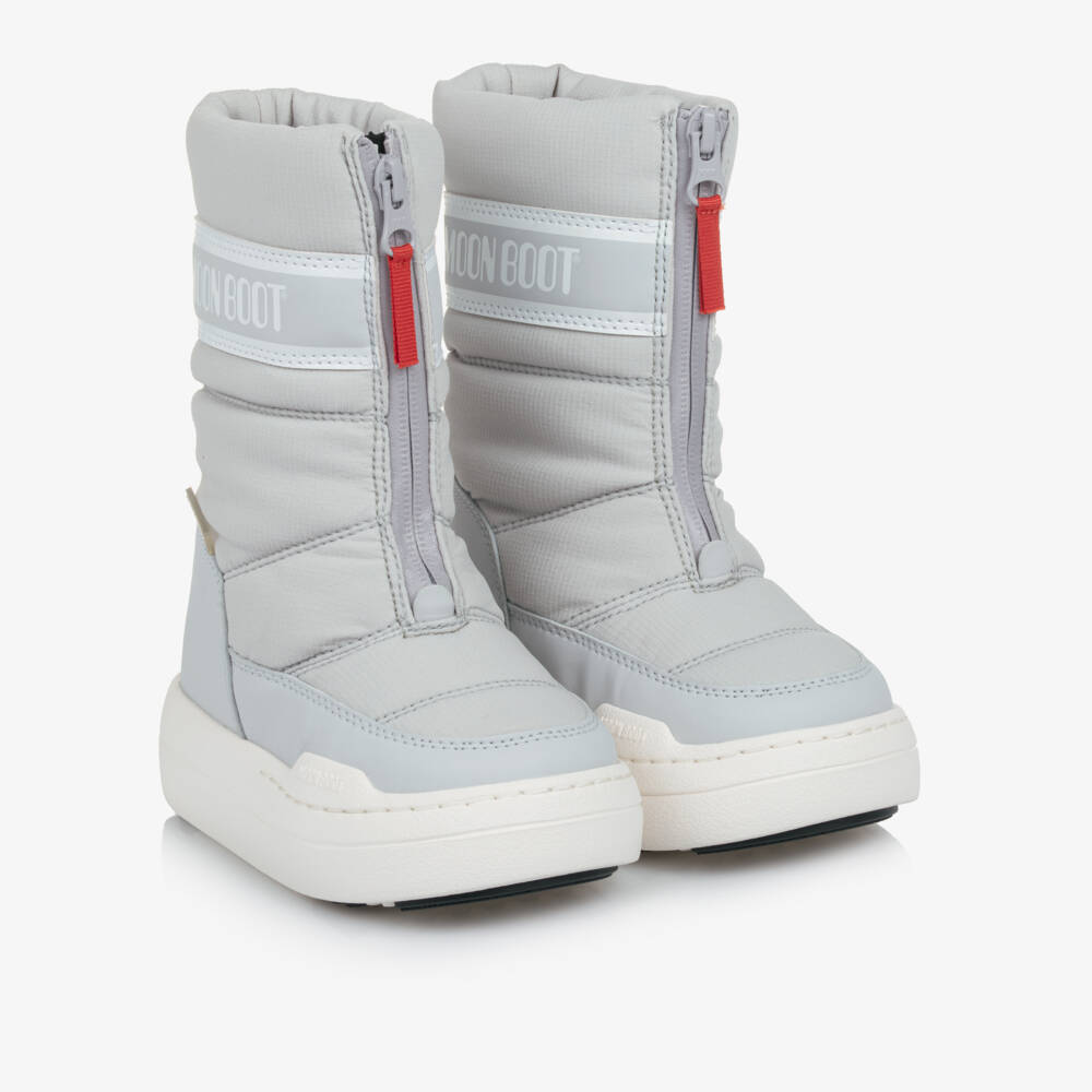 Moon Boot-Grey Park Zip High Boots | Childrensalon