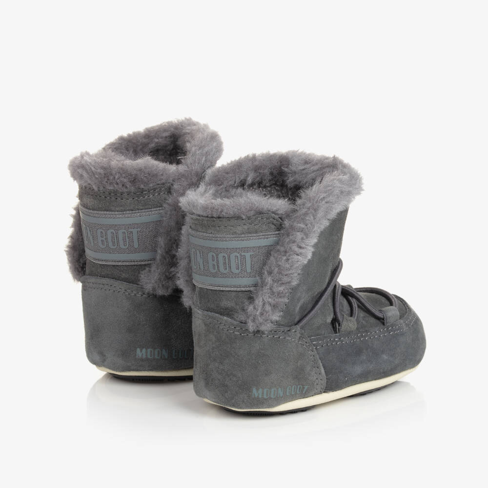 Moon Boot-Grey Suede Baby Moon Boots | Childrensalon