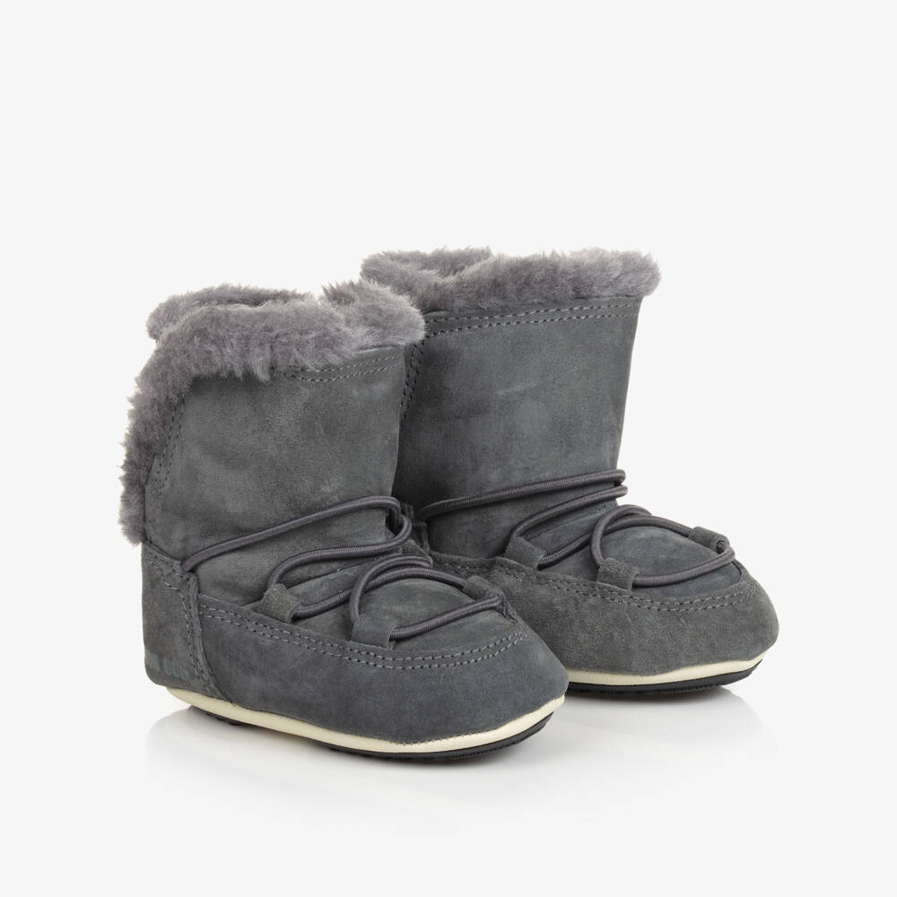 Moon Boot-Grey Suede Baby Moon Boots | Childrensalon