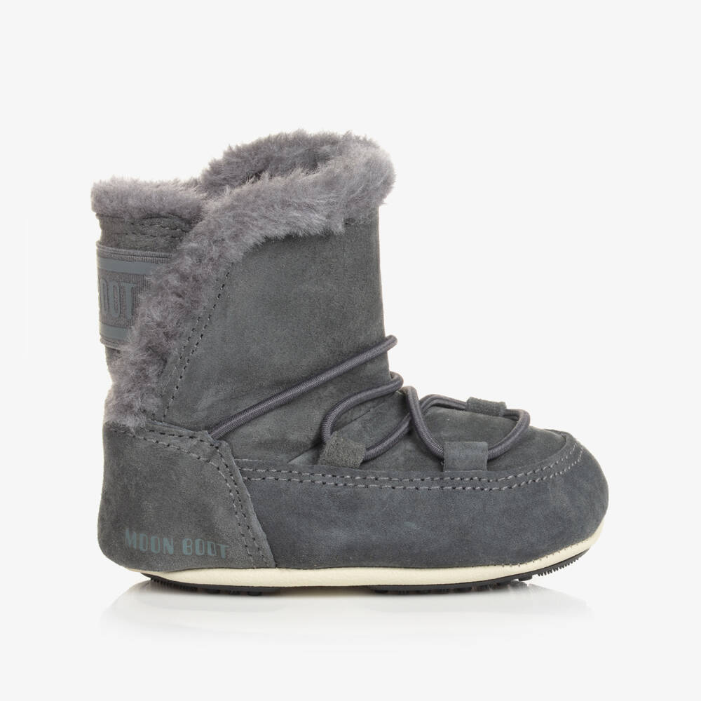 Moon Boot-Grey Suede Baby Moon Boots | Childrensalon