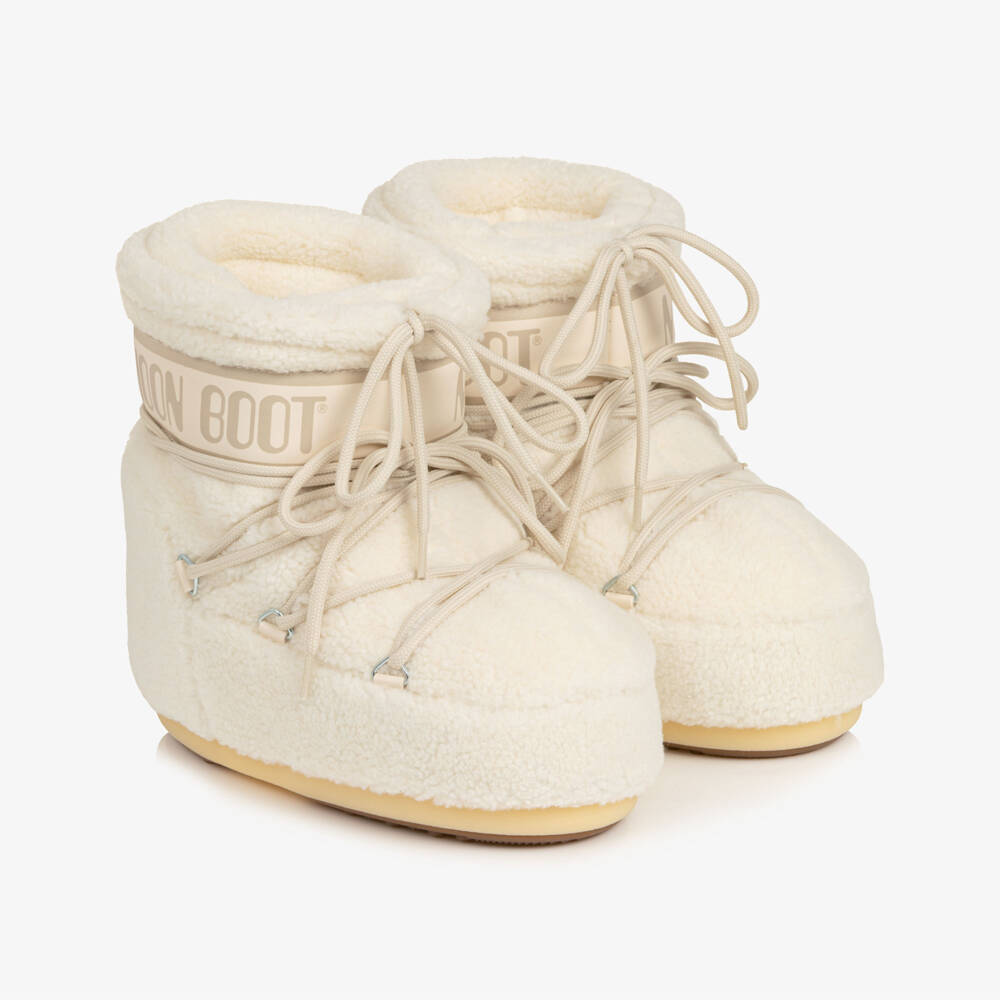 Moon Boot-Ivory Icon Low Fleece Snow Boots | Childrensalon