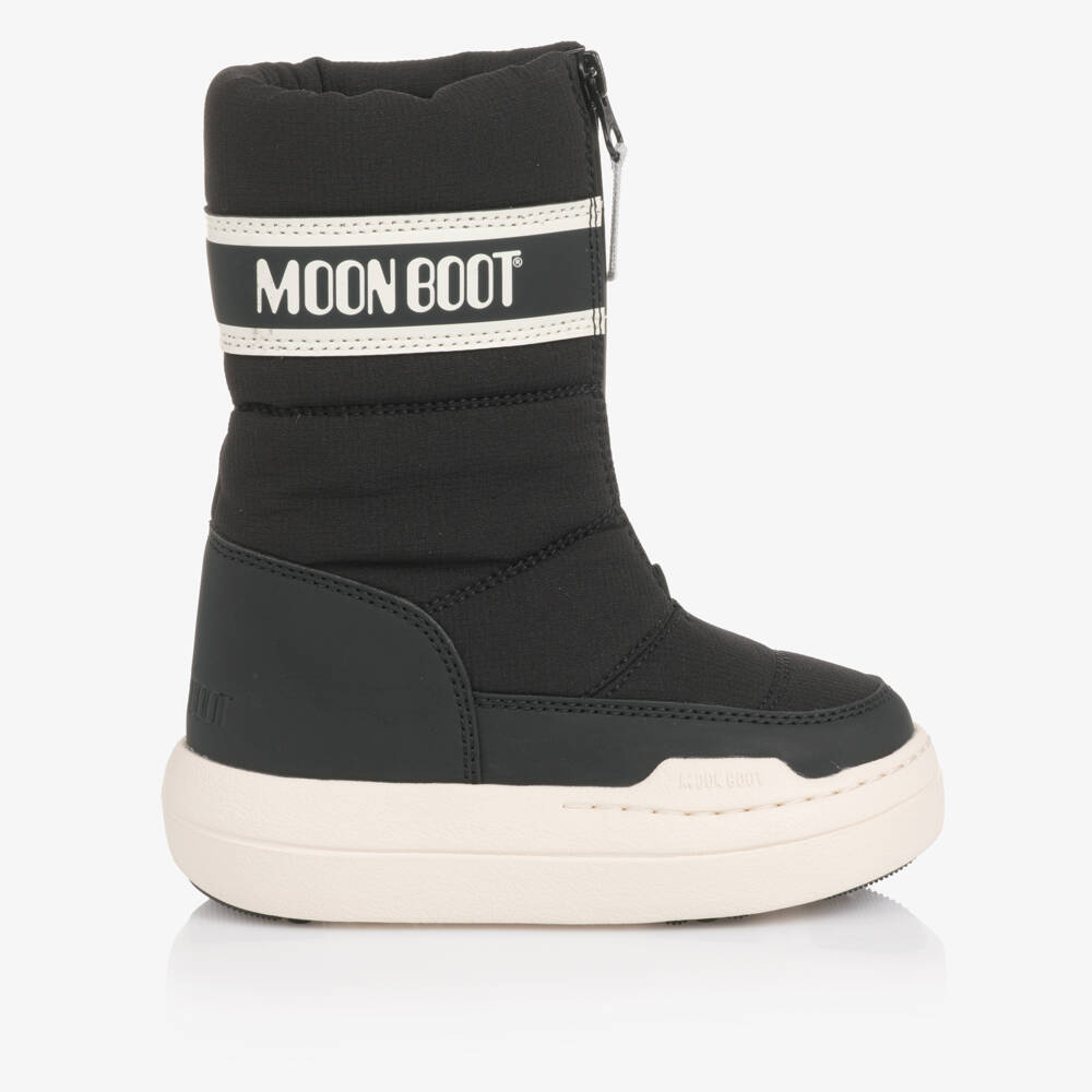 Moon Boot-Junior Black Park Zip High Boots | Childrensalon