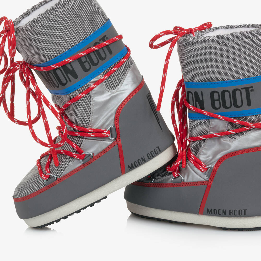 Moon Boot-Reflective Silver & Red Icon Space Snow Boots | Childrensalon