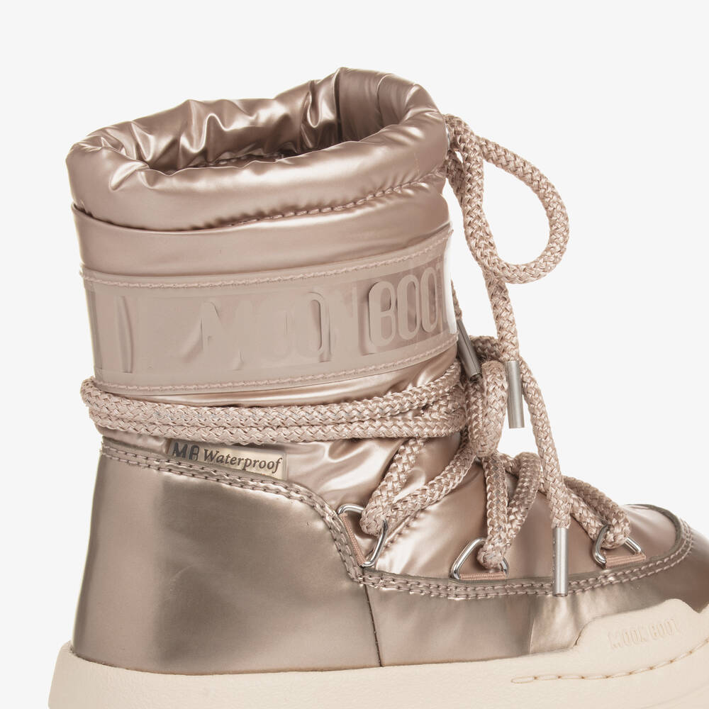 Moon Boot-Rose Gold Lace-Up Boots | Childrensalon