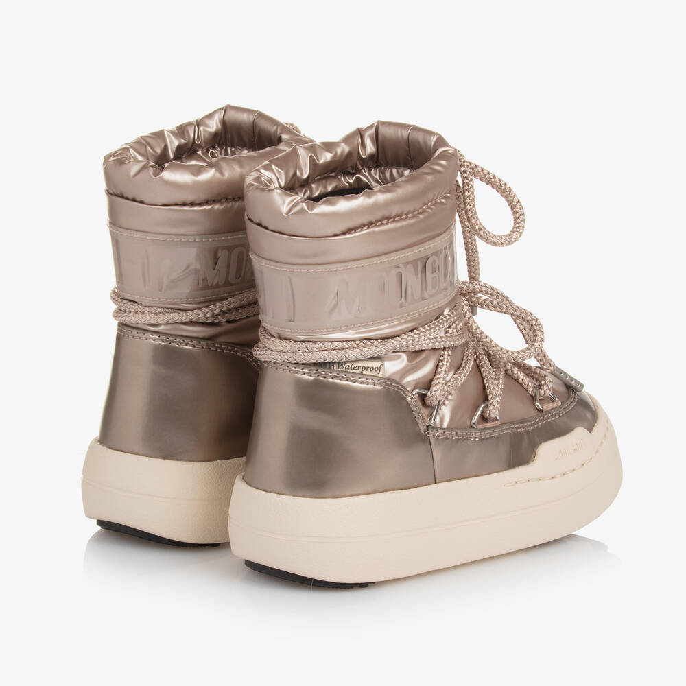 Moon Boot-Rose Gold Lace-Up Boots | Childrensalon