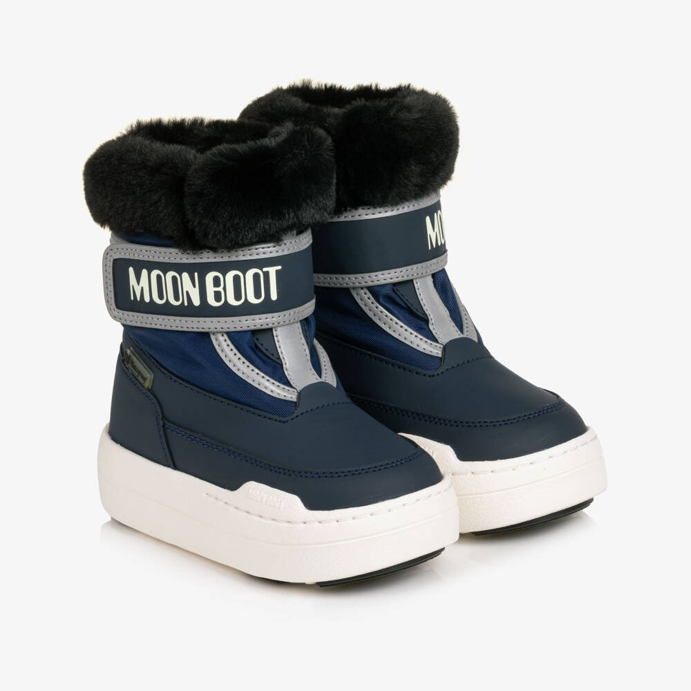 Moon Boot-Waterproof Park Strap Boots in Navy Blue | Childrensalon