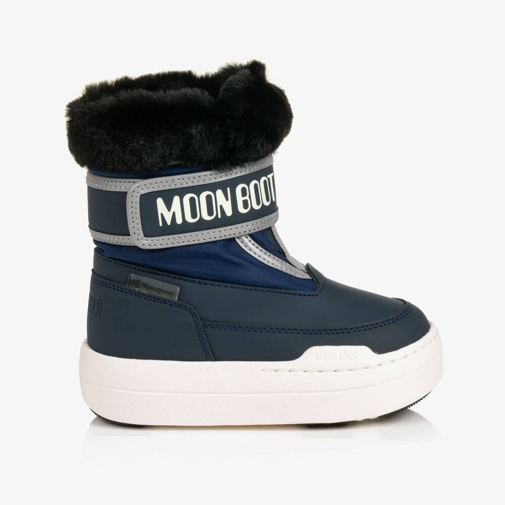 Moon Boot-Waterproof Park Strap Boots in Navy Blue | Childrensalon