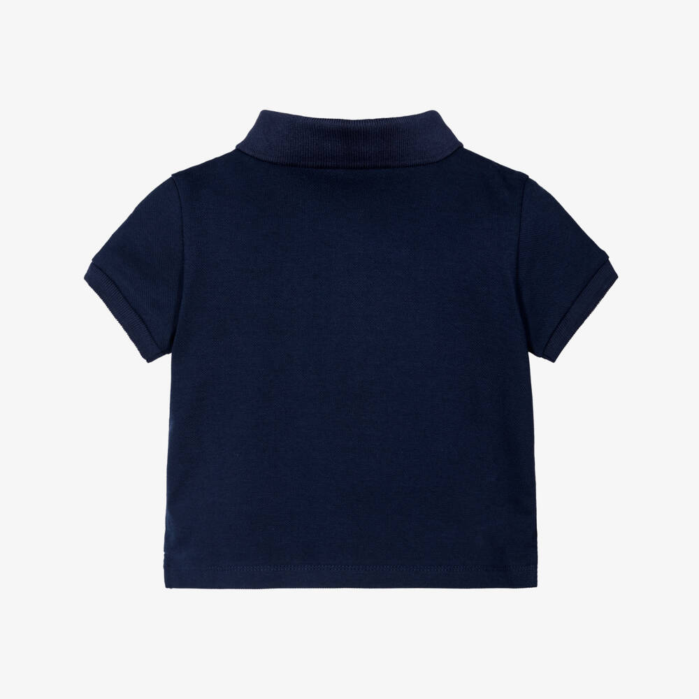 Moschino-Baby Boys Navy Blue Cotton Piqué Teddy Bear Polo Shirt | Childrensalon