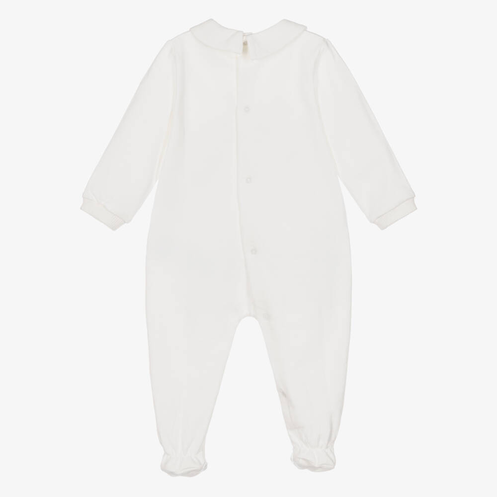 Moschino-Baby Girls Ivory Graphic Babygrow in Cotton Jersey | Childrensalon