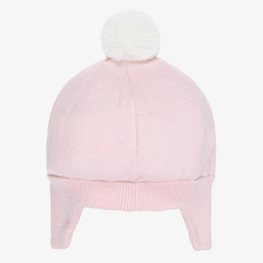 Moschino-Baby Girls Pink Bobble Hat with Bear | Childrensalon