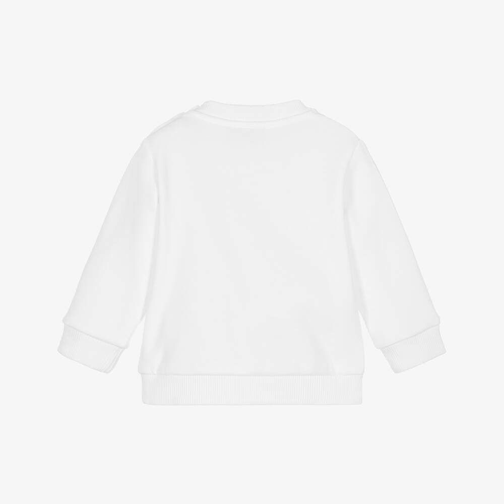 Moschino-Baby White Cotton 3 Bears Logo Sweatshirt | Childrensalon