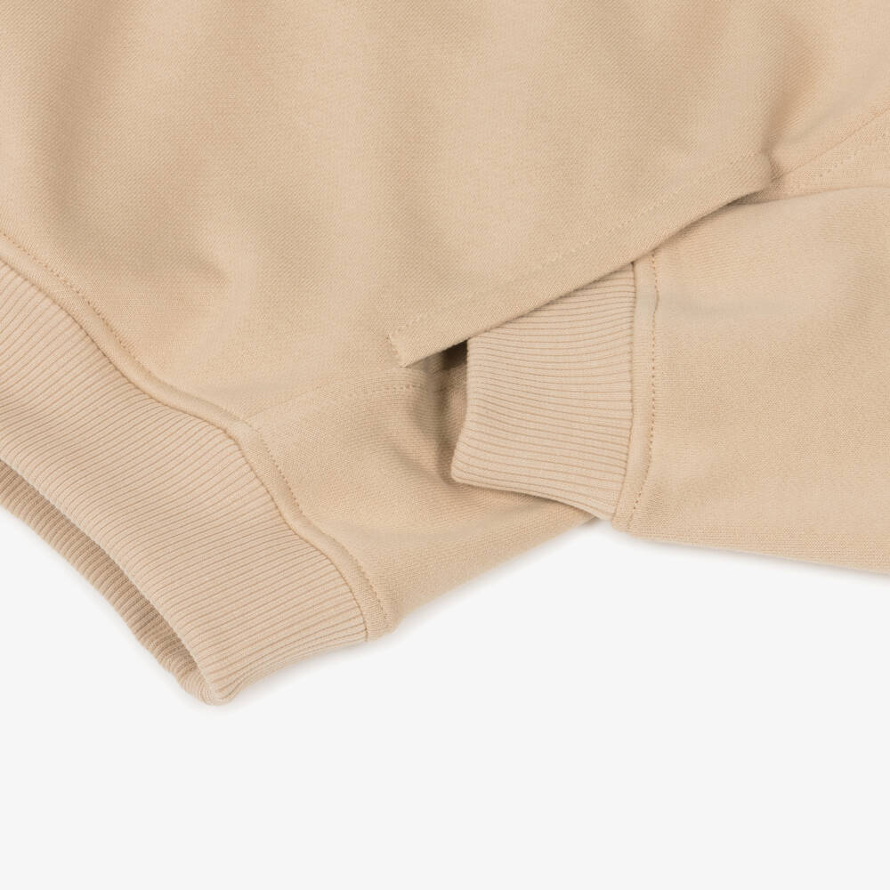 Moschino-Beige Cotton Jersey Tracksuit with Tonal Logo Print | Childrensalon