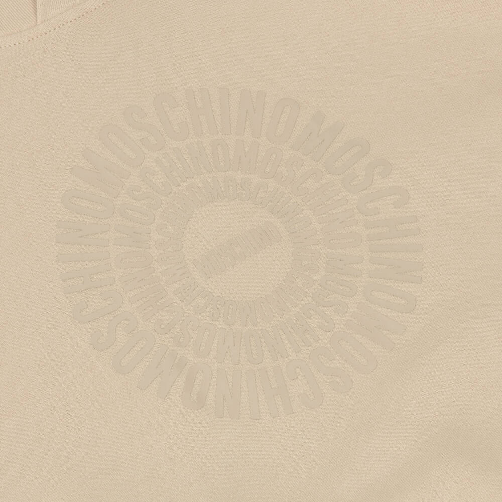 Moschino-بدلة رياضية بطبعة شعار قطن لون بيج | Childrensalon