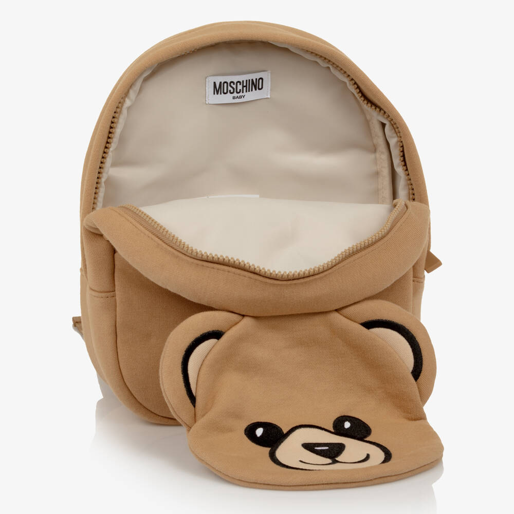 Moschino-Beige Moschino Teddy Bear Mini Backpack (26cm) | Childrensalon