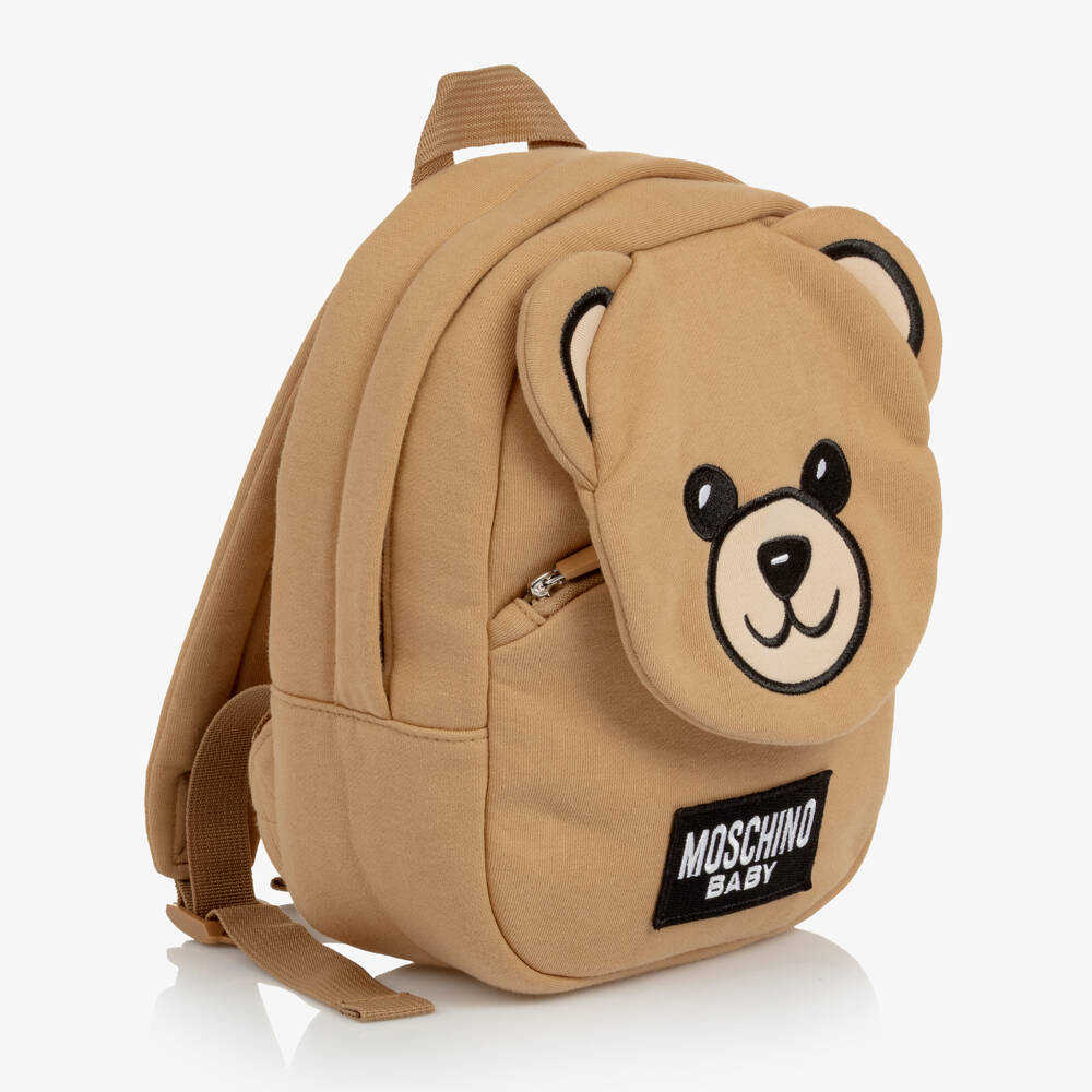 Moschino-Beige Moschino Teddy Bear Mini Backpack (26cm) | Childrensalon