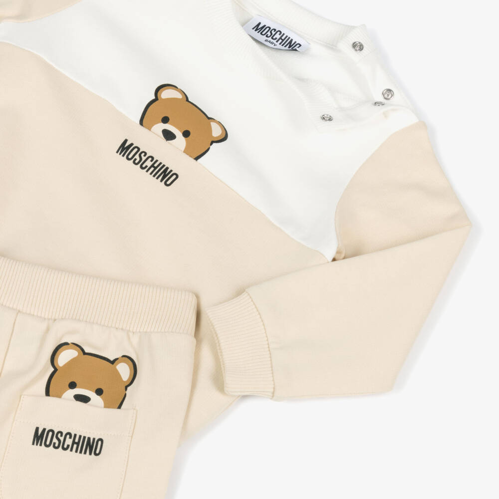 Moschino-Beige Organic Cotton Tracksuit | Childrensalon