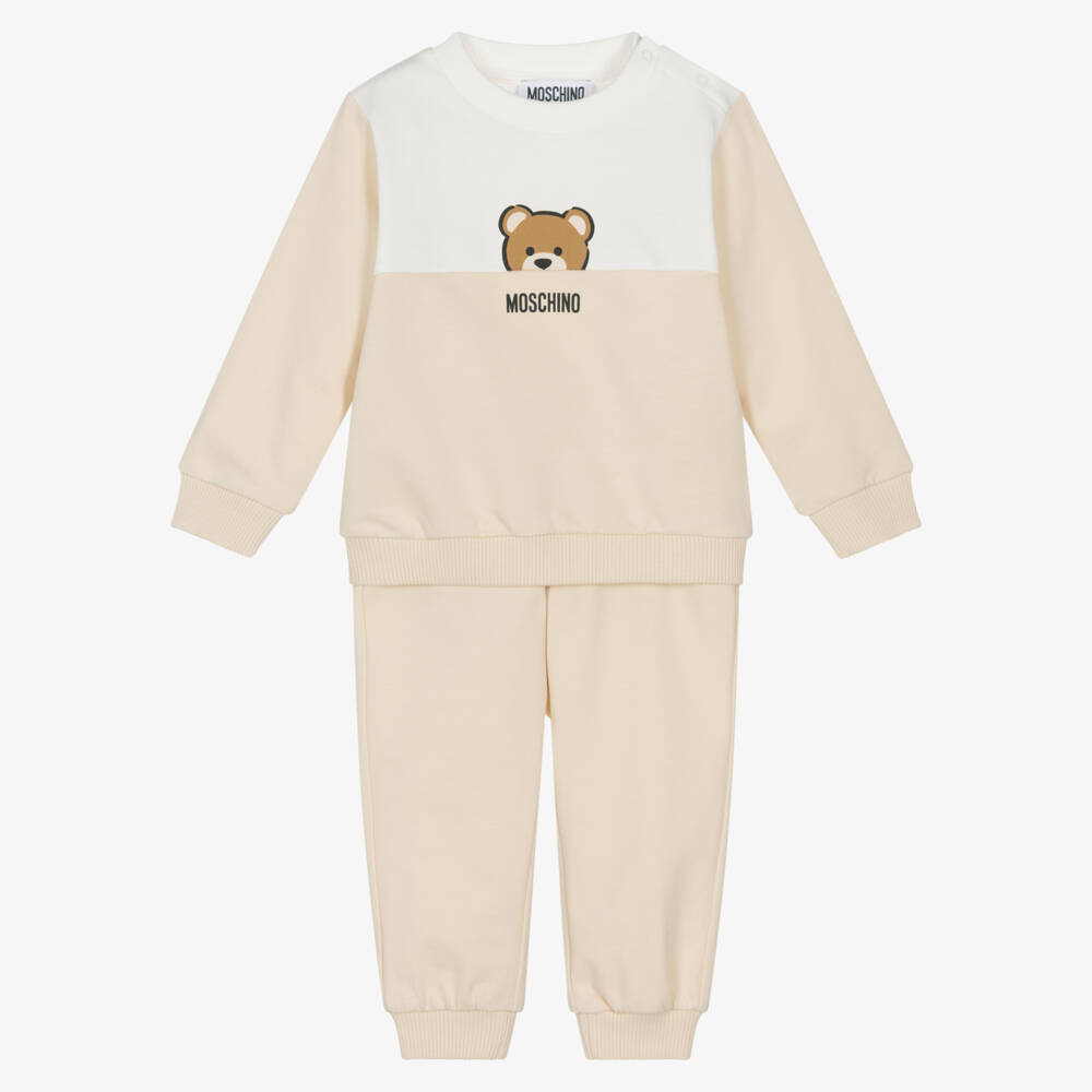 Moschino-Beige Organic Cotton Tracksuit | Childrensalon