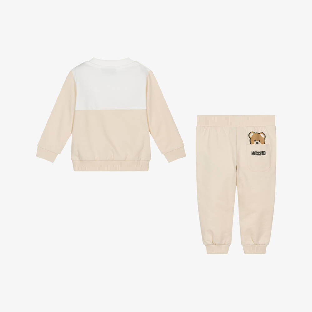 Moschino-Beige Organic Cotton Tracksuit | Childrensalon