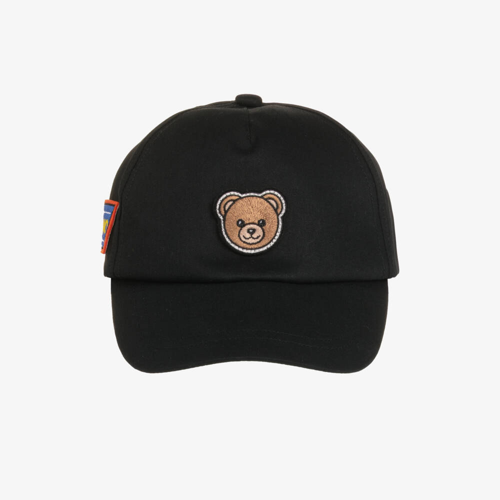 Moschino-Black Baseball Cap with Teddy Bear & Logo Patch | Childrensalon
