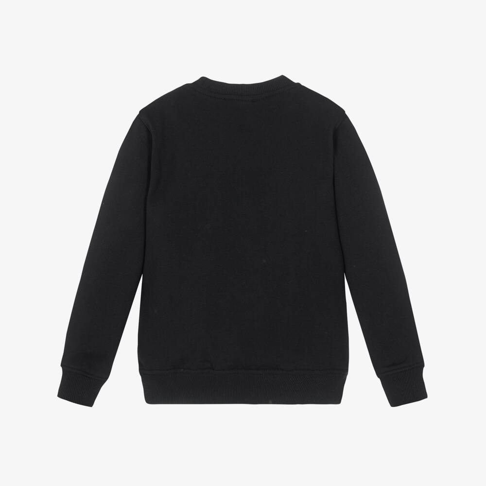Moschino-Black Brushback Cotton Sweatshirt with Bear Logo | Childrensalon