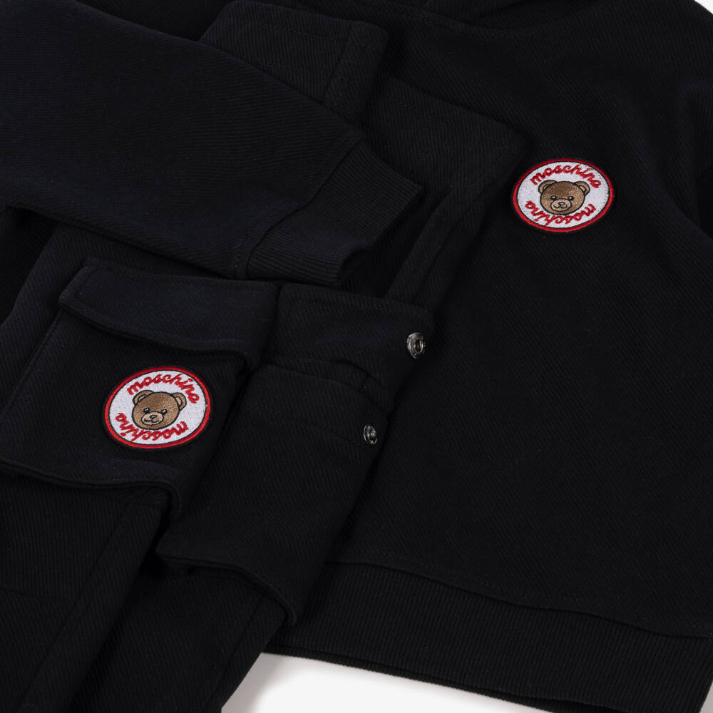 Moschino-Black Cotton Blend Cargo Tracksuit | Childrensalon