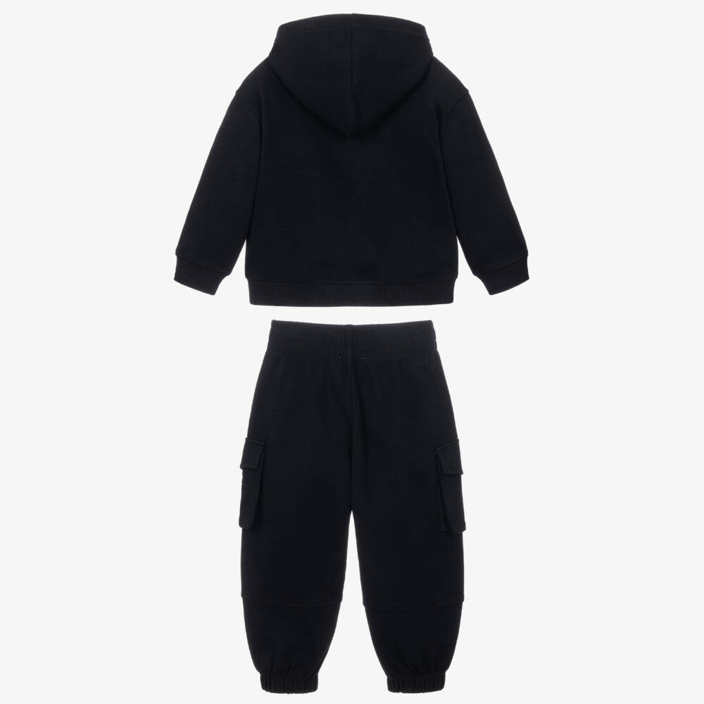 Moschino-Black Cotton Blend Cargo Tracksuit | Childrensalon