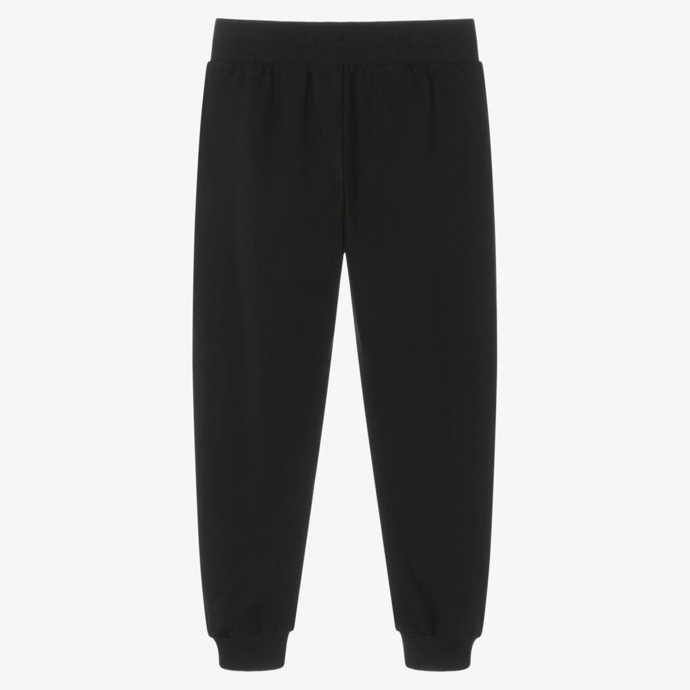 Moschino-Black Cotton Joggers with Teddy & Block Graphic | Childrensalon