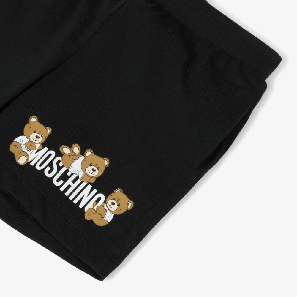 Moschino-Black Cotton Playful Bear Shorts | Childrensalon