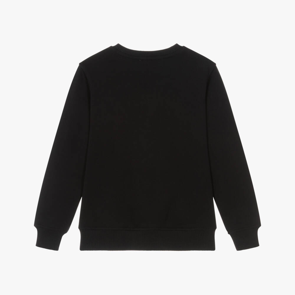 Moschino-Black Cotton Sweatshirt with Teddy & Block Graphic | Childrensalon